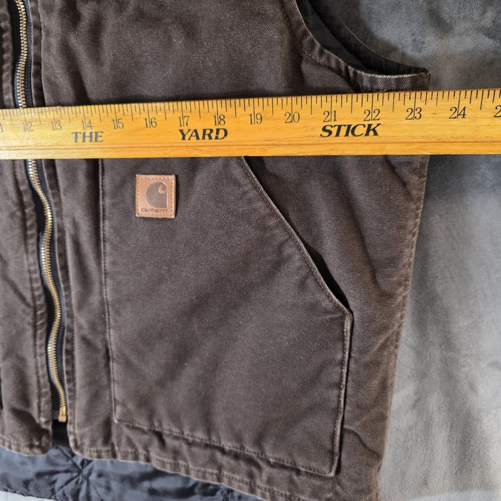 Carhartt Vest Mens Large Brown Duck Canvas Quilt Lined Insulated - Picture 7 of 8